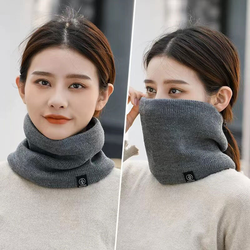 Fashion Women Knitted Scarf Solid Cashmer Like Winter Snood Scarves Lady Warm Wool Fur Thick Unisex Men Neck Scarfs Ring