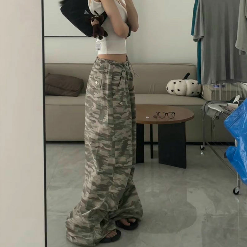 Женские винтажные мешковатые брюки Deeptown Y2k, свободные камуфляжные уличные брюки большого размера в стиле хип-хоп, корейская мода, повседневные американские ретро