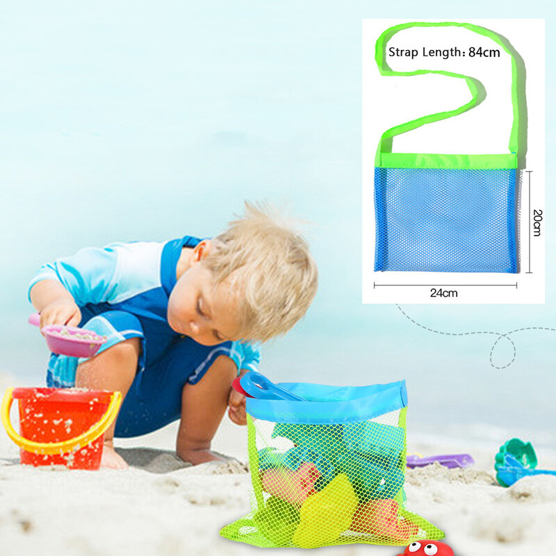 กระเป๋าตาข่ายชายหาดกลางแจ้งแบบพกพา, กระเป๋าเก็บเสื้อผ้าของเล่นชายหาดเด็กพับเก็บได้ถุงเก็บของเล่นของจิปาถะกระเป๋าเก็บของเล่น
