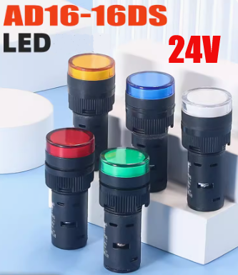 Panel Mount Signal LED Indicador de Luz, 16mm, Azul, Verde, Vermelho, Branco, Amarelo, Lâmpada Piloto, AC, DC, AD16-16C, 24V, 1Pc
