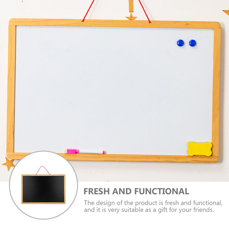 1PC Double-sided Blackboard Whiteboard Practical Wooden Writing Erasable Message Board Small Hanging Blackboards for children