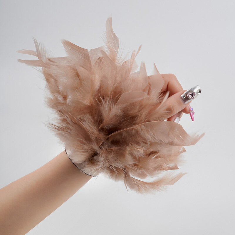 MPPM-Poignets en plumes de fourrure naturelle pour femmes, manchette de bras sexy, bracelet à clipser, bracelet de cheville en plumes d'autruche véritable, manches de chemises