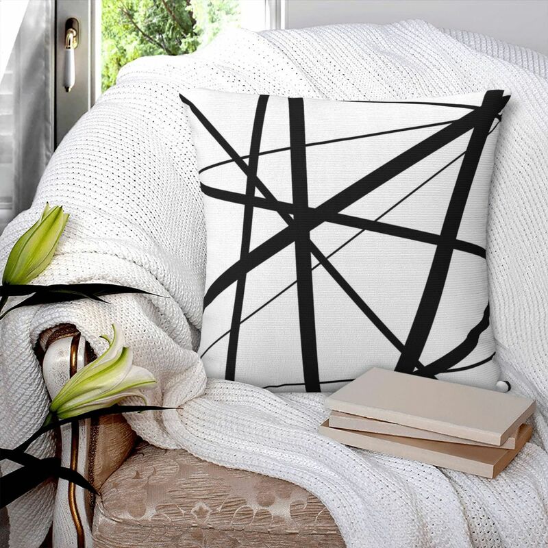 Linee geometriche in bianco e nero federa quadrata fodera per cuscino cuscino con cerniera cuscino decorativo Comfort per divano di casa