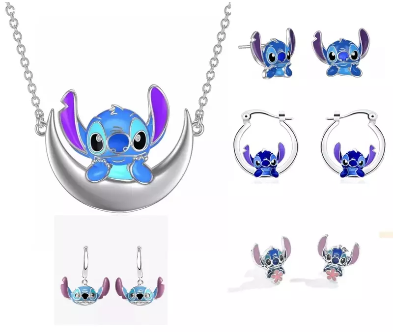 NEW Disney Anime Lilo & Stitch Ear Pendants Kawaii Metal Earring Delicate Female Jewelry Accessories Woman Girl Halloween Gifts