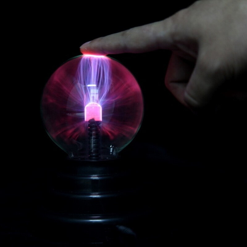 Boule de Plasma en verre à Base noire magique 8*8*13cm, lampe de fête de foudre avec câble Usb, offre spéciale