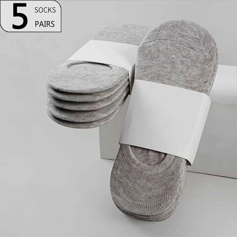 Calcetines invisibles de algodón fino para hombre, calcetín antideslizante de silicona, transpirables, de Color puro, a la moda, 10 pares