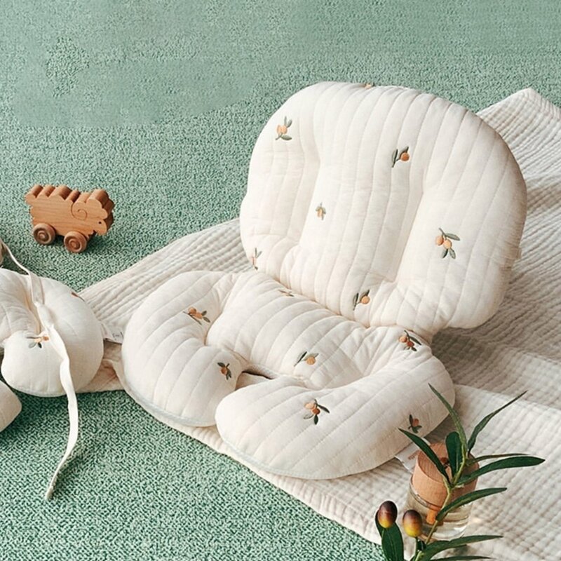 Хлопковая подушка для детского обеденного стула, мягкая и дышащая подушка для коляски, теплый коврик для стульчика, нескользящая