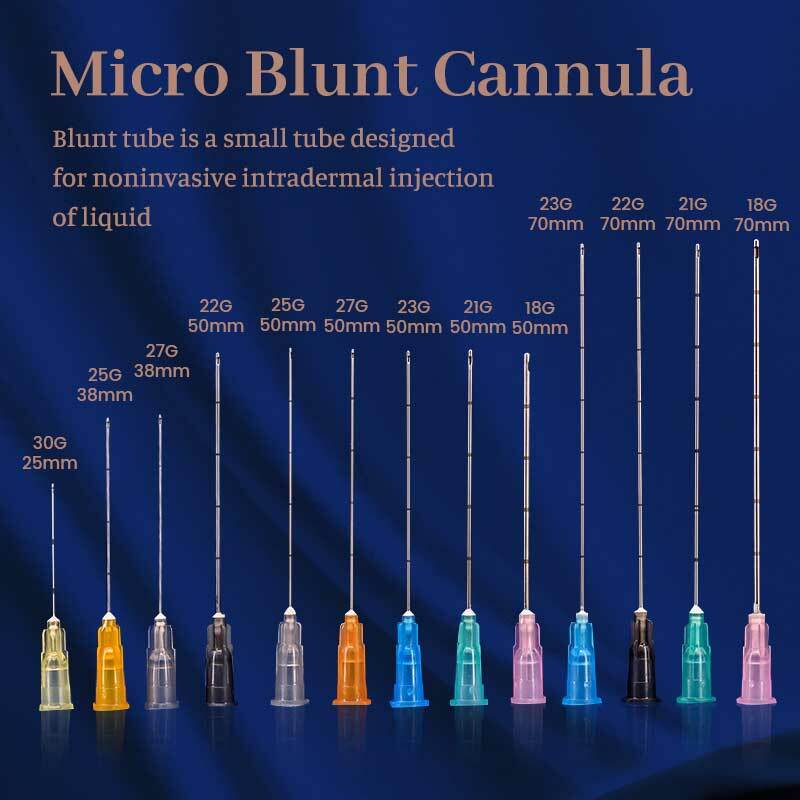 Blunt-tip Cannula 10/20/50/100pcs Korea Manufacturer Supply 22G 50mm 25G 70mm Disposable Blunt Needle for filler