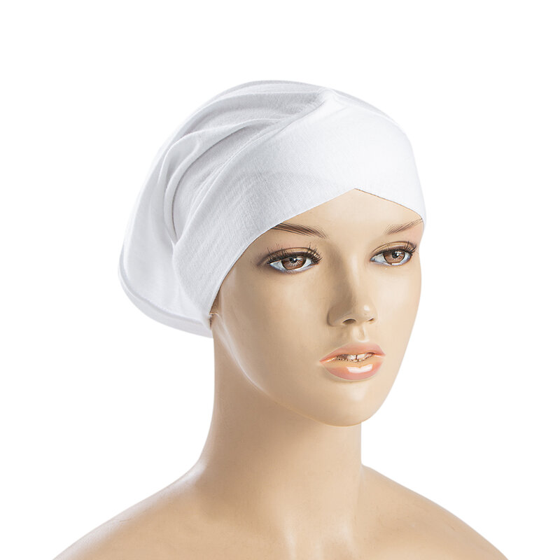 단색 크로스 신축성 모자, 2024 이너 모자, 이슬람 스카프, 여성 머리띠, 여성 모자, 히잡, 신상 패션