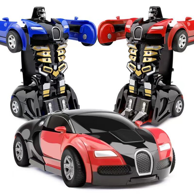 Mainan Robot mobil, mainan anak deformasi keren, inersia, deformasi empat roda penggerak, mainan Anti tabrakan, tahan jatuh