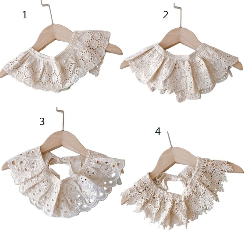 Little Girls White Hollow Out Lace Floral Fake Collar False Collar for Summer