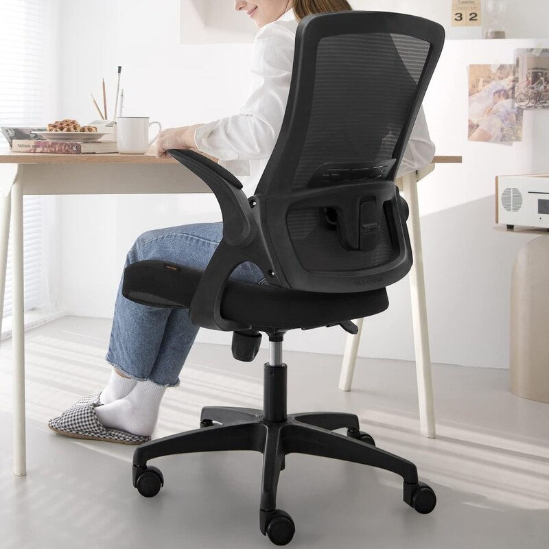 كرسي شبكي بظهر مرتفع مع ارتفاع قابل للتعديل ، تصميم مريح ، مكتب منزلي ، مكتب كمبيوتر ، دعم قطني تنفيذي