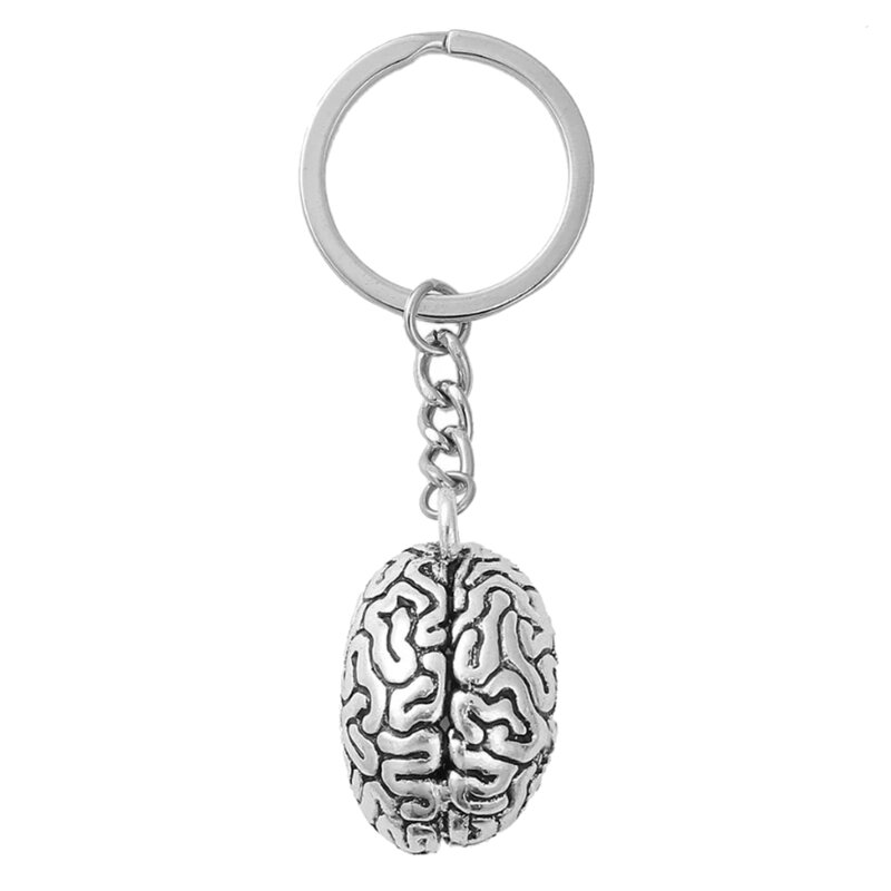 Cérebro humano chaveiro órgãos 3d partes do corpo chaveiro psicologia cérebro chave titular ciência feliz chaveiro para unisex
