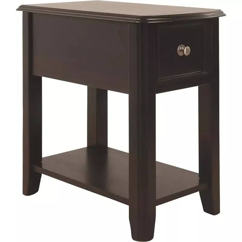 Tavolino nuovo tavolino tradizionale in legno con contenitore, nero, 24.75 "W x 17.00" D x 12.75 "tavolino alto