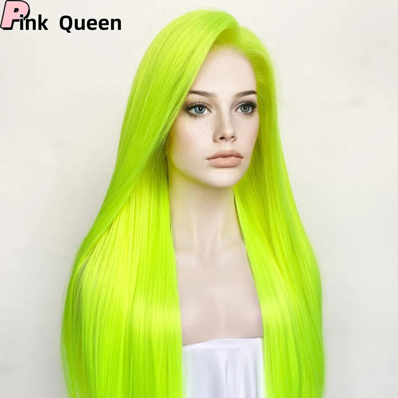 Green Glueless Synthetic Hair 13*2.5 Lace Front Wig For girl Women High Temperature Fiber Natural Hairline Cosplay hairpiece