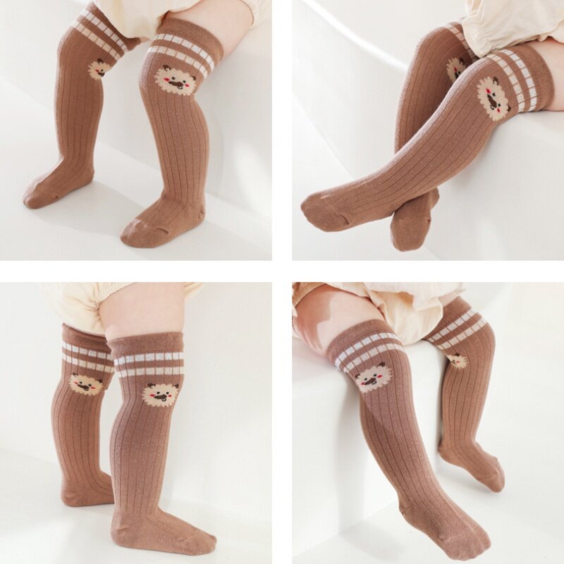 Милые носки для маленьких девочек с животными, весенние детские чулки, детские носки до колена на осень и зиму, носки до колена с мультяшными животными