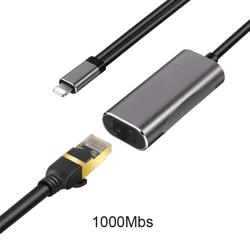 Adaptador Ethernet para iPad, cabo de rede com fio, iPhone 14 Series, Lightning para RJ45, 100Mbps, 6, 7, 8, 11, 12, 13, X, XS, IOS