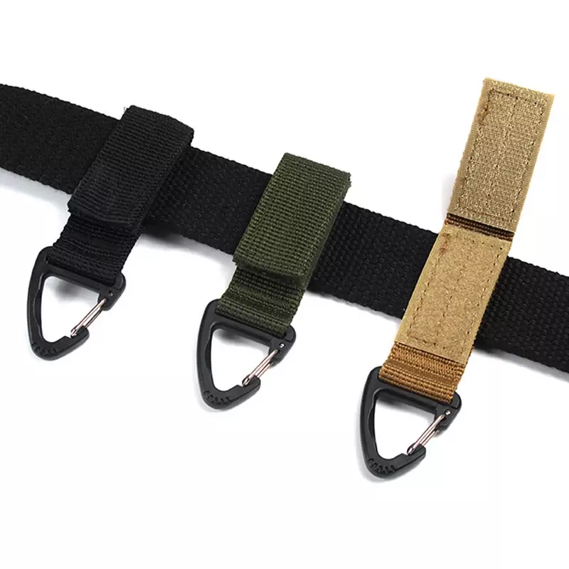 Outdoor Camping Hiking Nylon Ribbon Keychain Molle Tactical Knapsack Triangle Backpack Waist Bag Fastener Hook Buckle Climb Tool