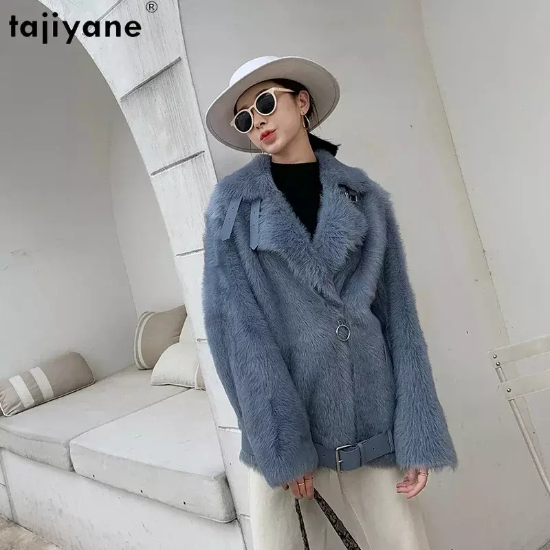 Tajiyane-Jaqueta natural de pele de ovelha para mulheres, moda coreana, casaco de pele real, roupas femininas, streetwear inverno, nova
