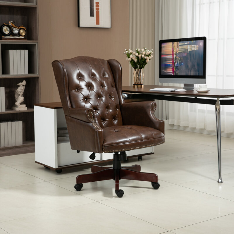 Comfortabele Hoge Rugleuning Bureaustoel Met Verstelbare Functie-Ergonomisch Ontworpen Met Dikke Gewatteerde Zitting En Rugleuning