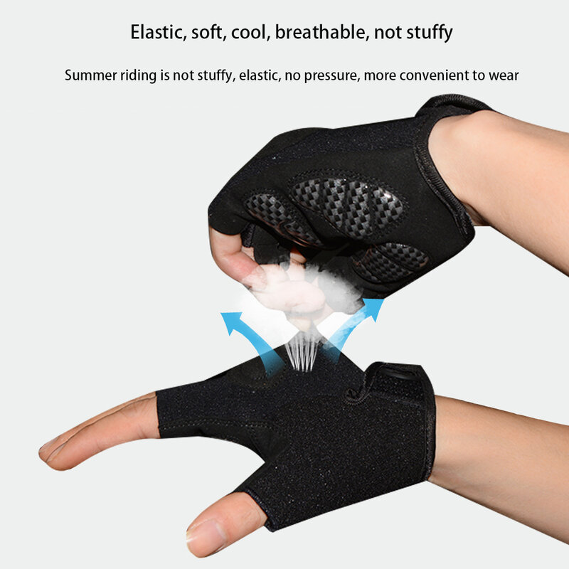 ถุงมือนิ้วสั้นกันลื่นครึ่งนิ้วถุงมือไม่อุดอู้ถุงมือระบายอากาศเท่ๆปาล์มสามเหลี่ยมนิ่มทนต่อการสึกหรอ