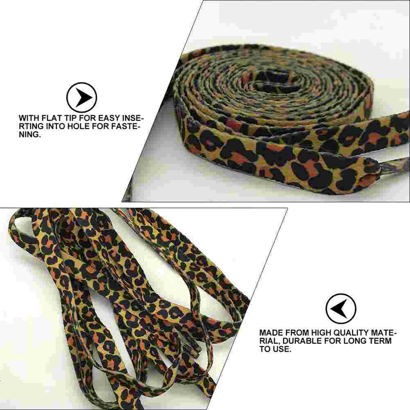 Cordones de poliéster con estampado Animal para hombre y mujer, corbatas clásicas con estampado de leopardo, zapatos blancos, 2 pares