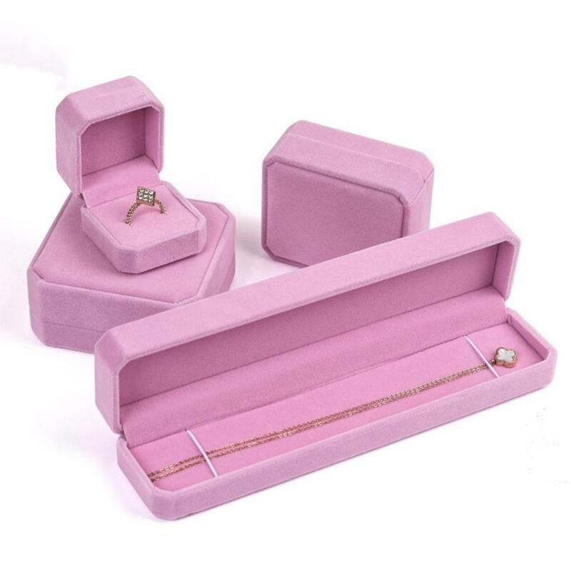 Custodia per gioielli da sposa di qualità custodia per gioielli in velluto rosa orecchini collana bracciale Organizer confezione regalo con esposizione di gioielli di lusso
