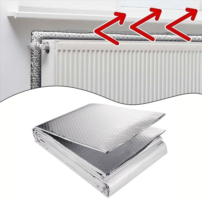 Radiator Heat Reflector Back Foil Heat Reflective Length 5M Heat Energy Saving Film Pad Aluminum Film 60cm*5m With Sticker Heat