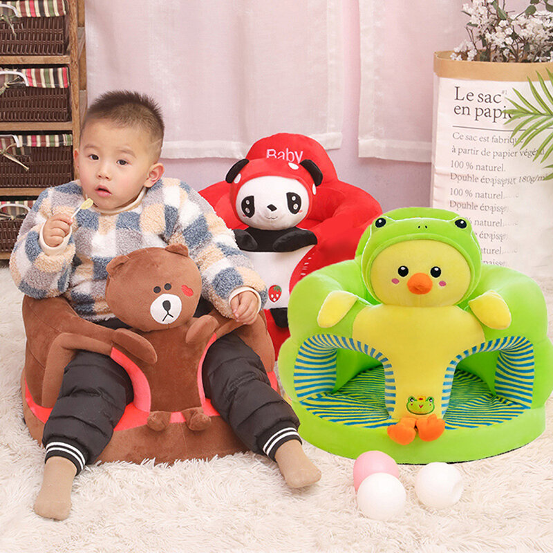 Sarung Sofa belajar duduk bayi, 1 buah mainan kursi penopang mewah kartun (penutup kursi duduk tidak diisi dengan katun!!)