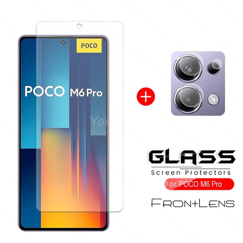 Стекло для Xiaomi Poco M6 Pro, закаленное стекло для Poco M6 Pro, защитная пленка для экрана 9D, защитная пленка для камеры Poco M6 Pro, стекло