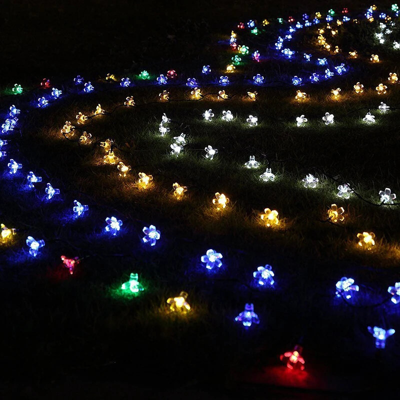 Guirnalda de flores alimentada por energía Solar para exteriores, guirnalda de luces LED de hadas, impermeable, para Patio trasero, jardín, valla de césped, decoración de Patio
