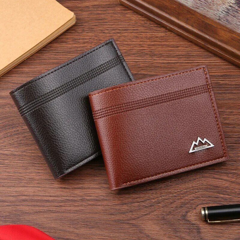 New Men's Wallet Short Large Capacity Fashionable Retro Fold-over Bag Personalized Zipper Multi Card Position Chain Small