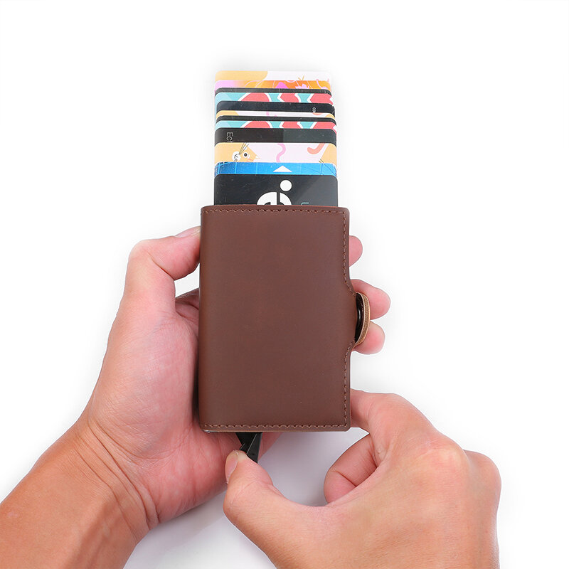 Porte-cartes en cuir RFID pour hommes, étui de luxe pour cartes de crédit, Mini portefeuille avec pince à billets, livraison directe