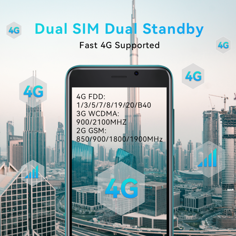 Cubot-J20 Mini Android 12 Smartphone, Dual SIM, 4G, 16GB ROM, Extensão 128GB, 2350mAh, GPS, Telemóveis