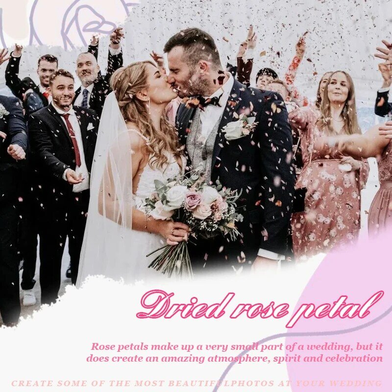 กระดาษโปรยในงานแต่งงาน100% ธรรมชาติ20-120ชิ้นกลีบดอกไม้แห้งแบบย่อยสลายได้การตกแต่ง DIY ปาร์ตี้สละโสดรูปทรงกรวยกระดาษกุหลาบ