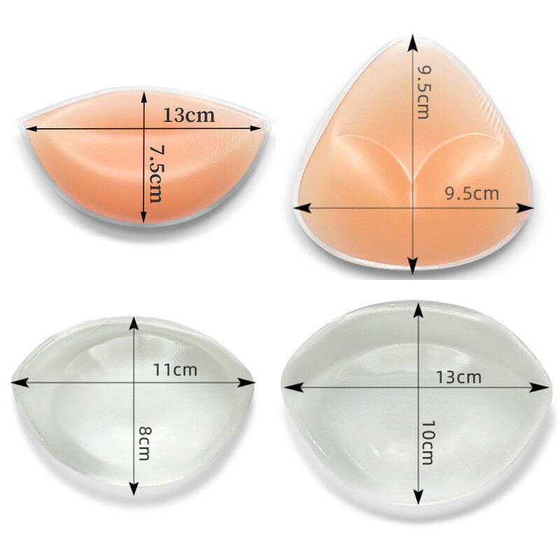 Non Sticky Silicone Bra Inserções, Clear Gel, Push Up, Breast Enhancer Pads, Cup Bra, Padding, Insert for Bikini, Swimsuit