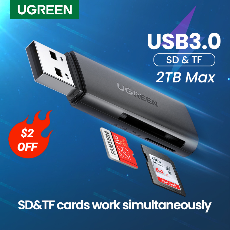 Ugreen-USB 3.0からSDへのメモリカードアダプター,pcラップトップアクセサリー用メモリーカード,マルチスマートカードリーダー