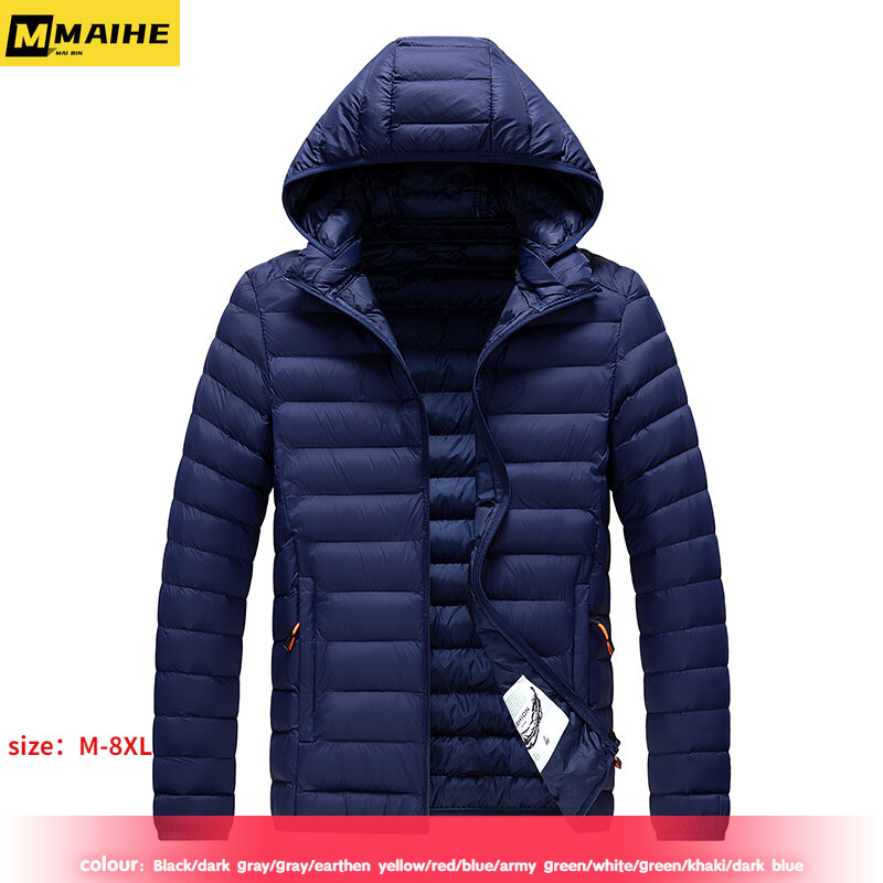 Męska nowa jesienno-zimowa ciepła wodoodporna płaszcz z kapturem męska kurtka z odpinanym kapturem z kapturem płaszcz na co dzień dla mężczyzn plus rozmiar 8XL