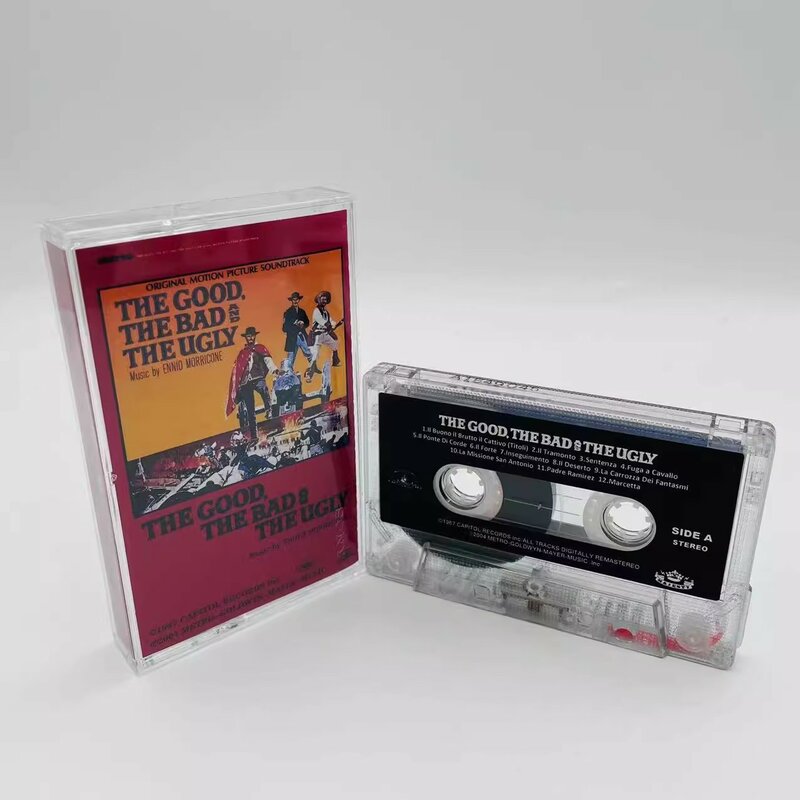 Классический фильм «Хорошо, плохо и уродливо», музыкальная записывающая лента, альбом Ennio Morricone OST, кассета, косплей, плеер, звуковые треки, коробка