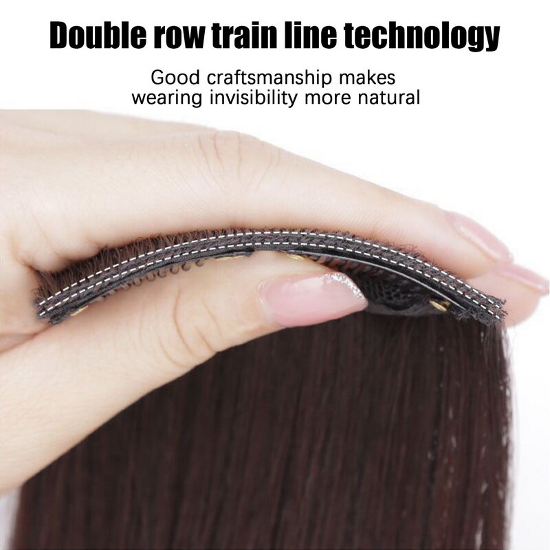 1Pc syntetyczne podkładki do włosów krótkie niewidoczne włosy Clip In dla kobiet dziewcząt przedłużanie włosów podszewka naturalne włosy Top pokrywa boczna