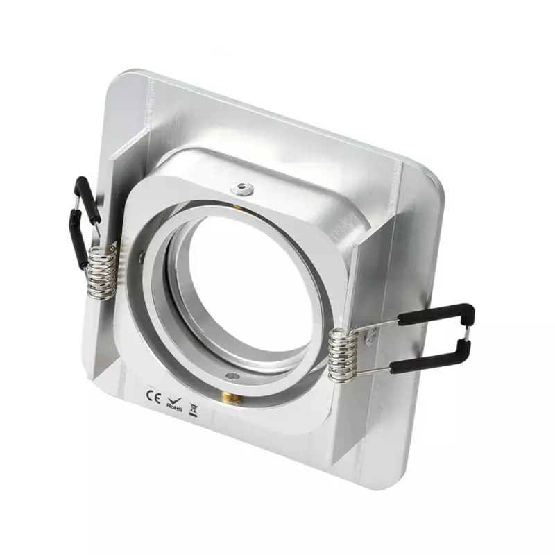 Plafonnier LED Rond et Blanc Encastrable avec Cadre Réglable, Douille GU10 MR16