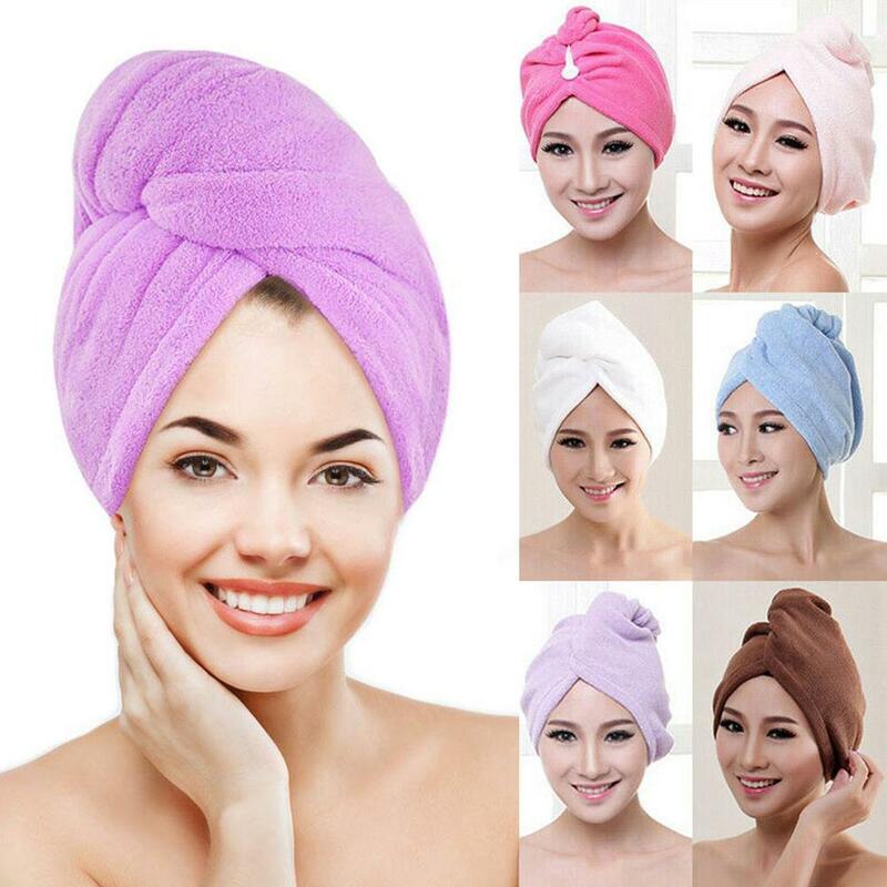 1PC Microfiber Hair Fast Drying Dryer Towel Bath Wrap Hat Quick Turban Dry Quick Drying Lady Household Hair towel Bath Tool 2022