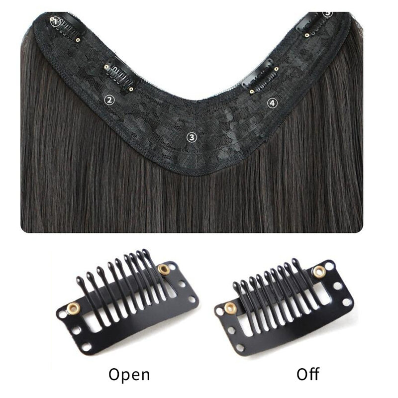 Peluca larga de fibra sintética para mujer, pelo postizo teñido resaltado, una pieza, extensiones de cabello de simulación sin costuras