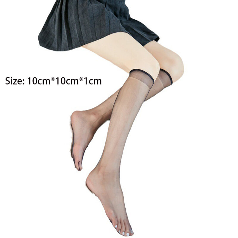 Летние ультратонкие невидимые бесшовные чулки телесного цвета, носки до середины икры, женские шелковые чулки средней длины с защитой от застежек