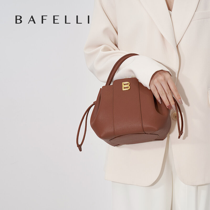 Bafelli 2023กระเป๋าทรงถังสำหรับผู้หญิง, กระเป๋าแฟชั่นสะพายไหล่มีสไตล์หรูหรากระเป๋าจากนักออกแบบคลาสสิก