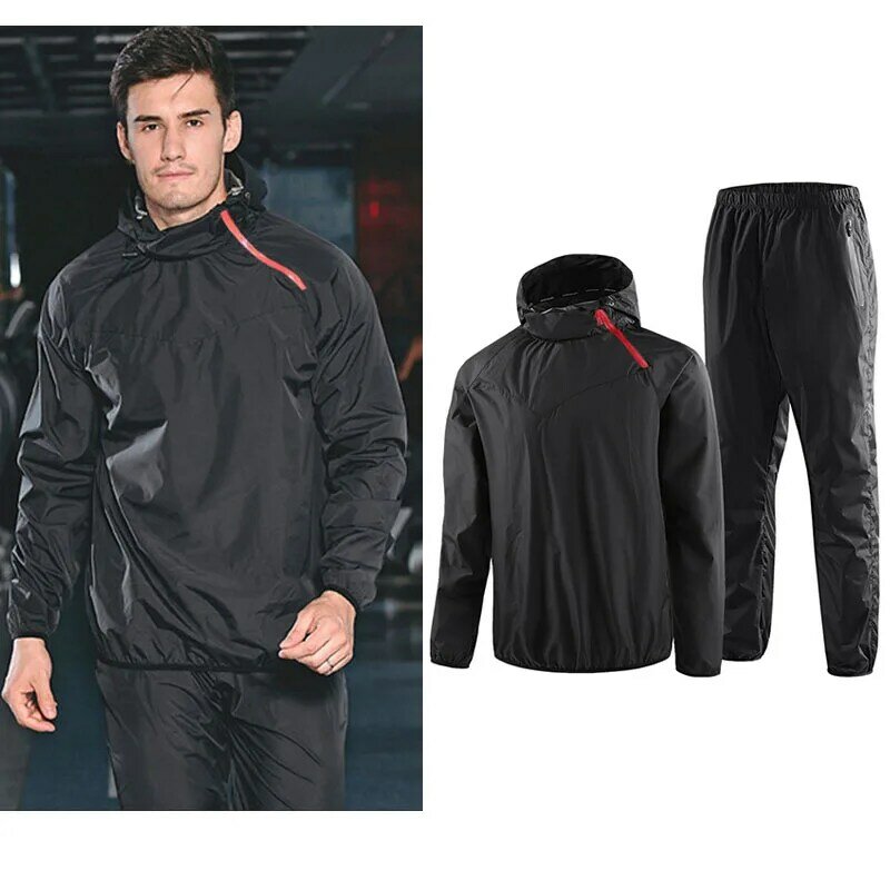 Sauna Suit Women Men Durable Gym Workout Long Sleeve Sauna Jacket With Hood+Long Pants Sweat Suits For Boxing Exercise Fitness