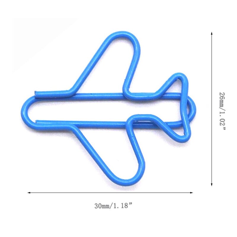 10pcs Metal Airplane Shape Office Paper Clips School Office Stationery 2.7x2.5cm DIY Paper Clip Holder Craft Supplies