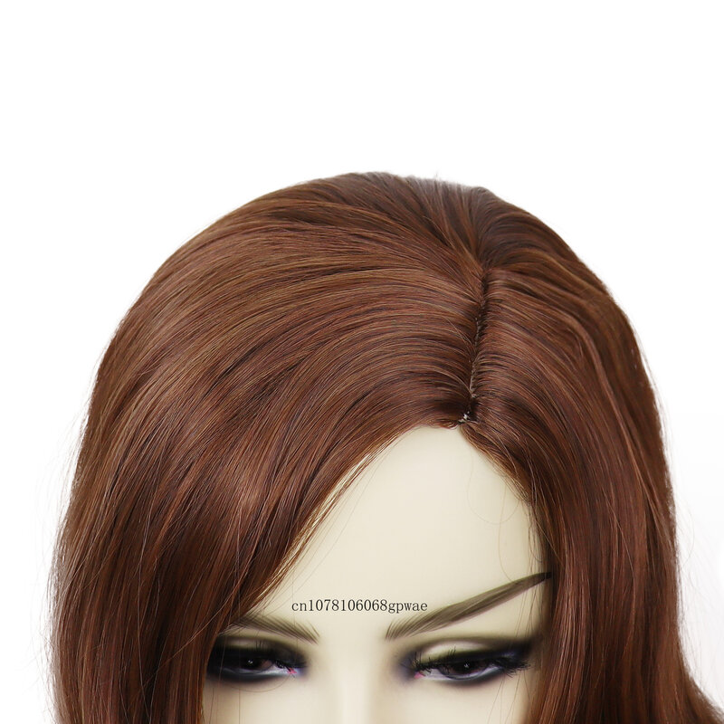 Lange gewellte Perücke für Frauen synthetisches Haar kastanien braune Perücken Dame tägliche Party Cosplay verstellbare Kappe Größe natürlich aussehend hitze beständig