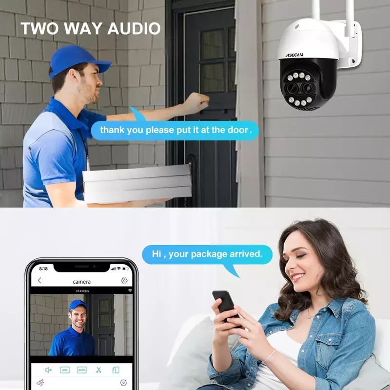 8mp Dual-Objektiv 2,8mm -12mm 8x Zoom 4k ptz WiFi IP-Kamera im Freien ai Mensch Tracking CCTV Audio Home Security Überwachungs kamera