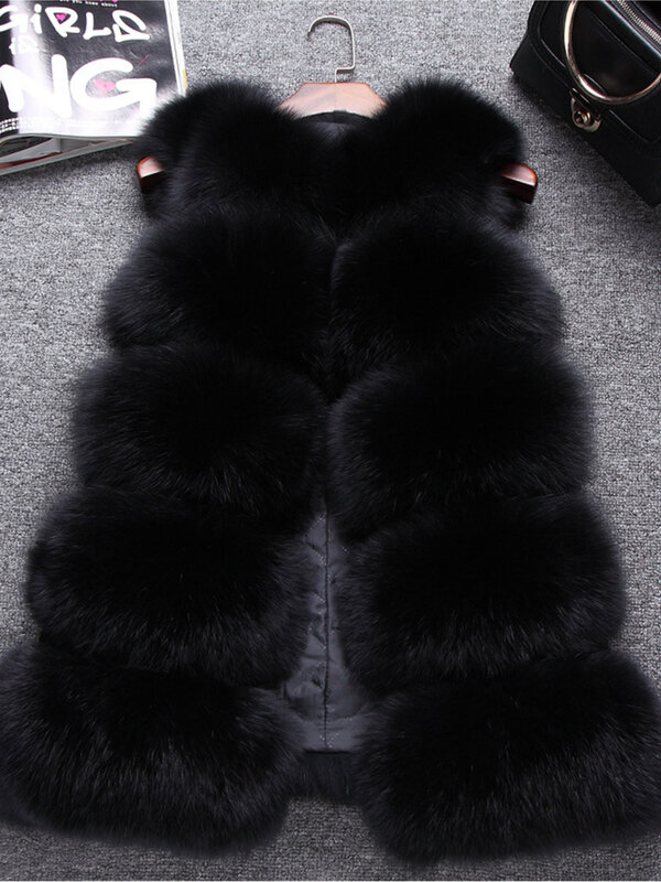 2023 Herfst Winter Outfits Voor Dames Faux Fox Bont Vest Dames Bont Gilet Mouwloos Pluizig Jasje Kunstbont Bovenkleding